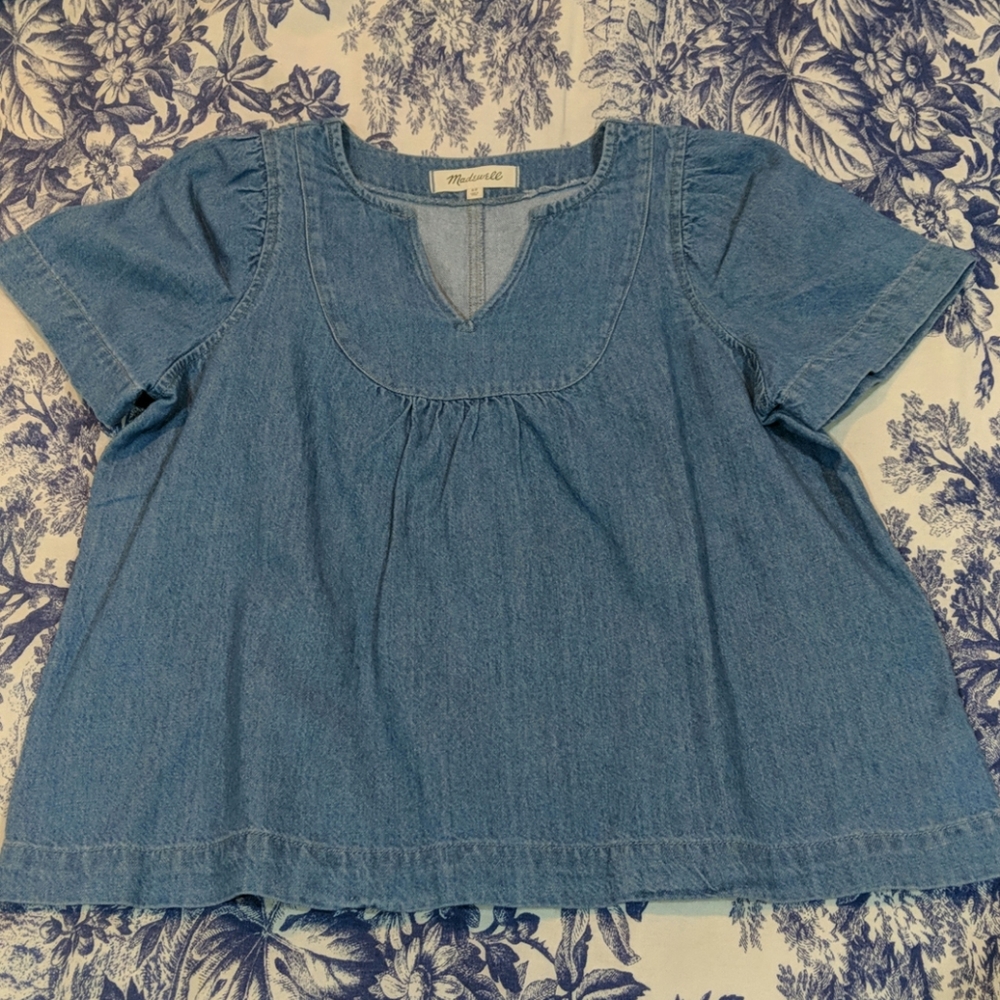 Madewell chambray peasant top